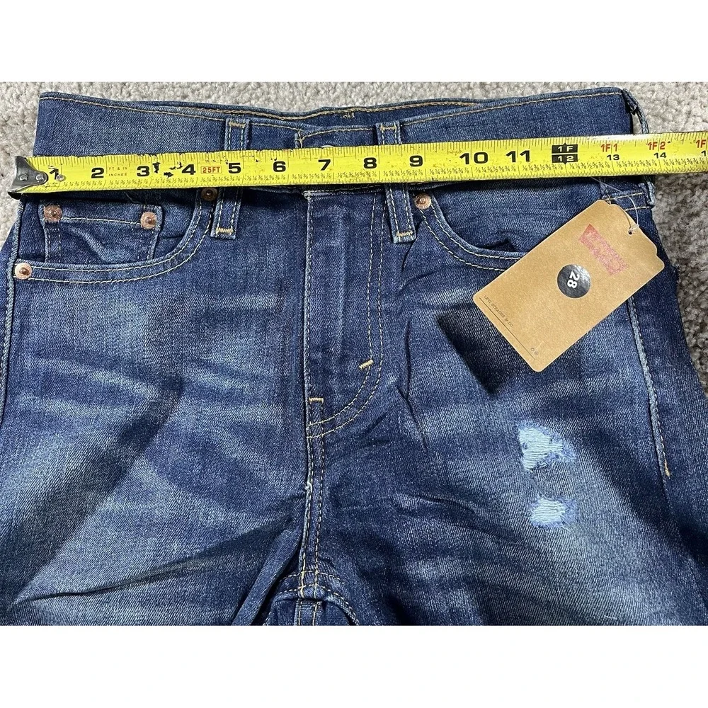 Levis 510 Skinny Men's Size 27Wx30L Dark Wash Blue Denim Jeans Distressed NWT